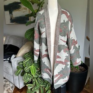 NWOT Camo Knit Open Cardigan